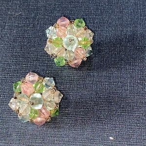 Vintage Glass Bead Clip on Earrings